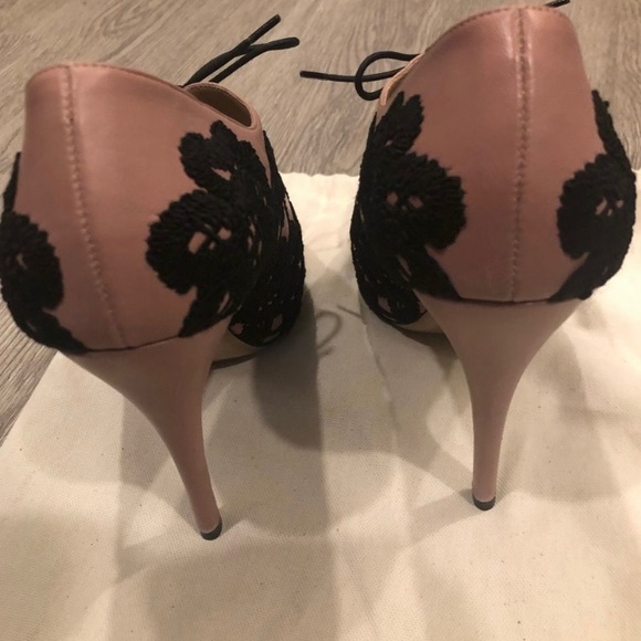 VALENTINO GARAVANI Peep Toe Floral Embroidered Ankle Boots Size 37.5 - Picture 5 of 10